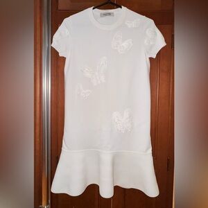 Valentino White Knitted Dress with Butterflies